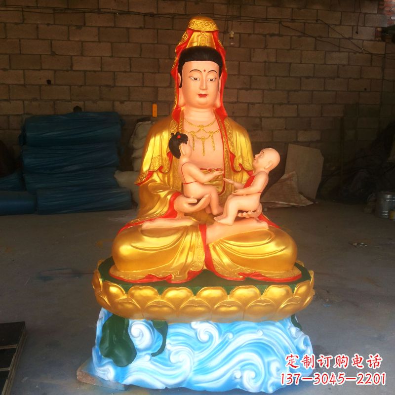 无锡送子观音彩绘漆金雕塑