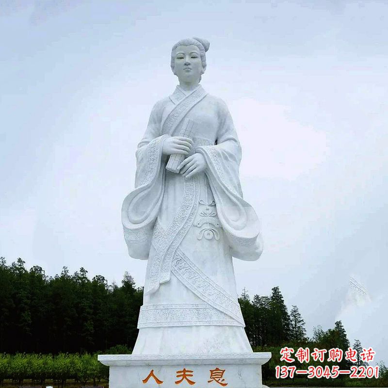 无锡桃花夫人息妫汉白玉雕塑-景区园林历史名人古代著名美女雕像