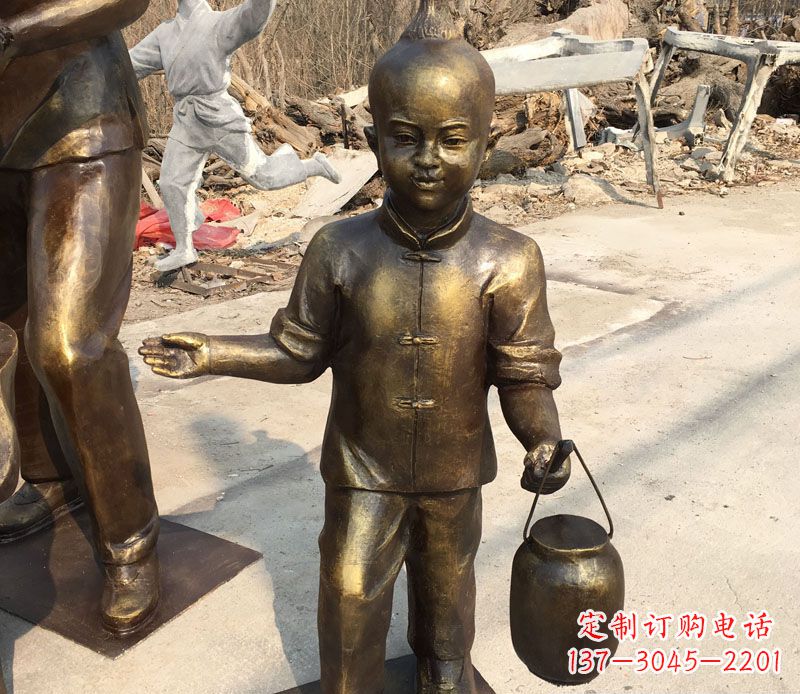 无锡提灯笼的小男孩铜雕