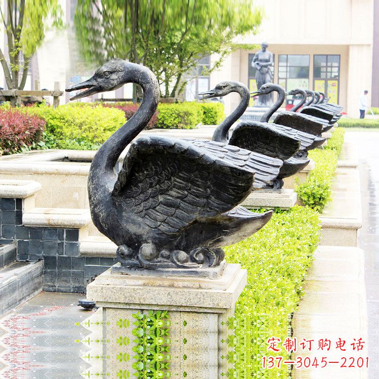 无锡天鹅铜雕喷水喷泉-纯铜铸造公园水渠水景动物雕塑
