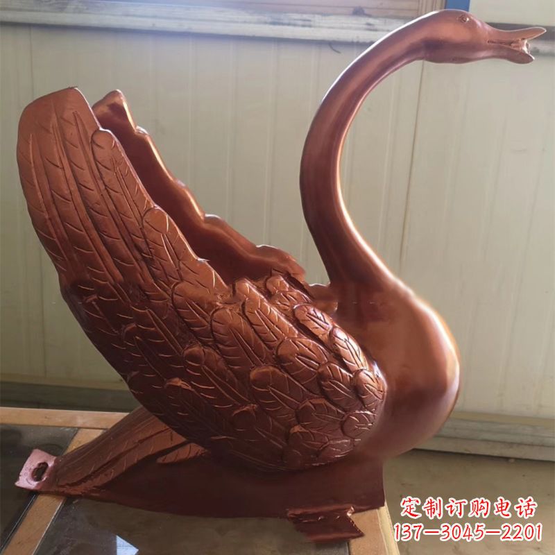 无锡天鹅铜雕塑,喷泉吐水天鹅装饰摆件