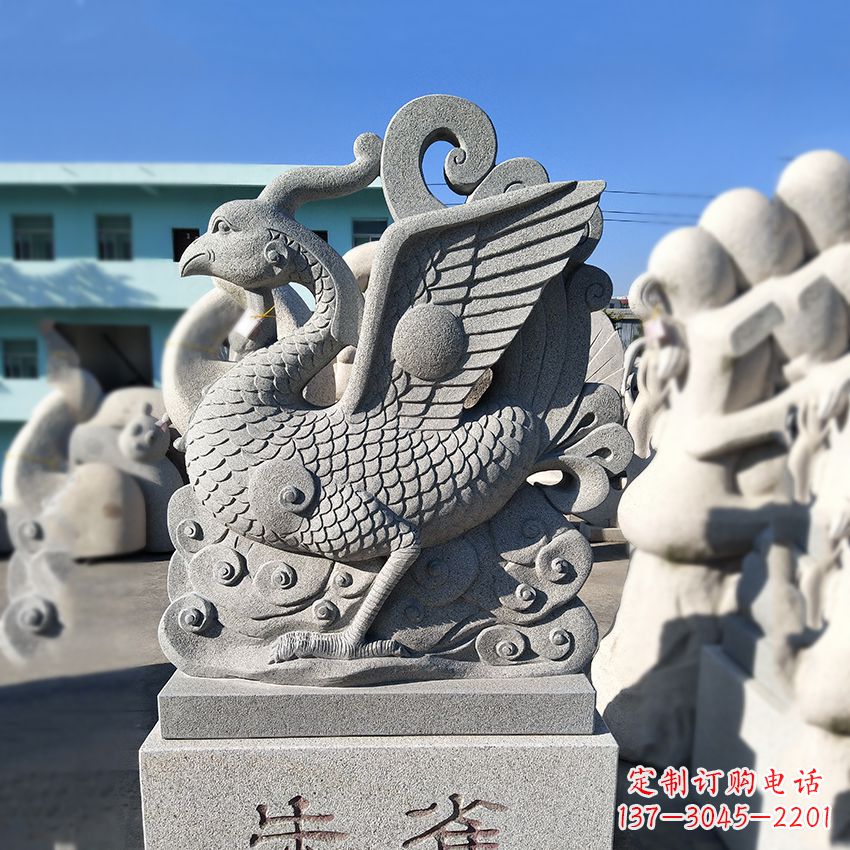 无锡天之四灵之朱雀神鸟砂岩石雕塑