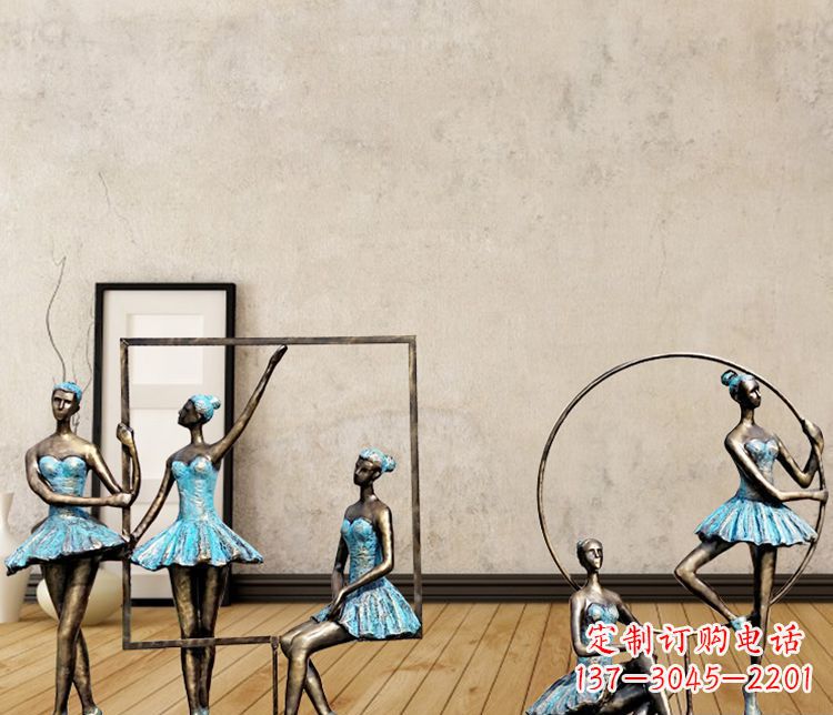 无锡跳芭蕾舞的女孩和相框铜雕