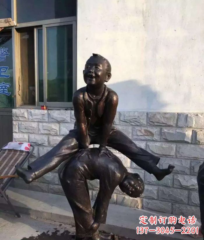 无锡跳马儿童铜雕 (2)