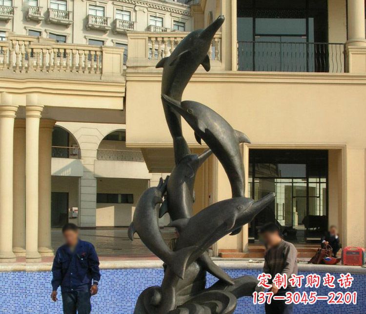 无锡跳跃海豚景观铜雕
