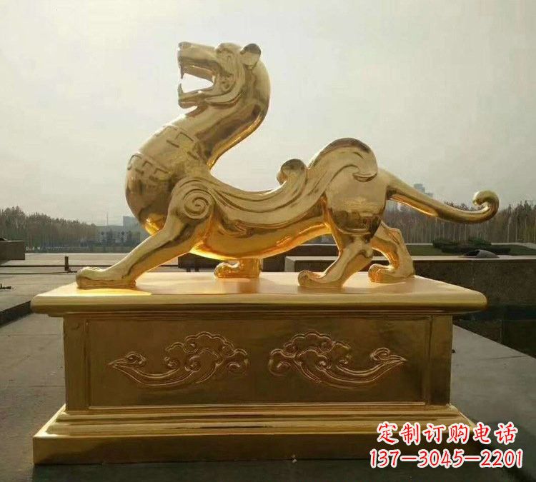 无锡贴金古代神兽青龙雕塑
