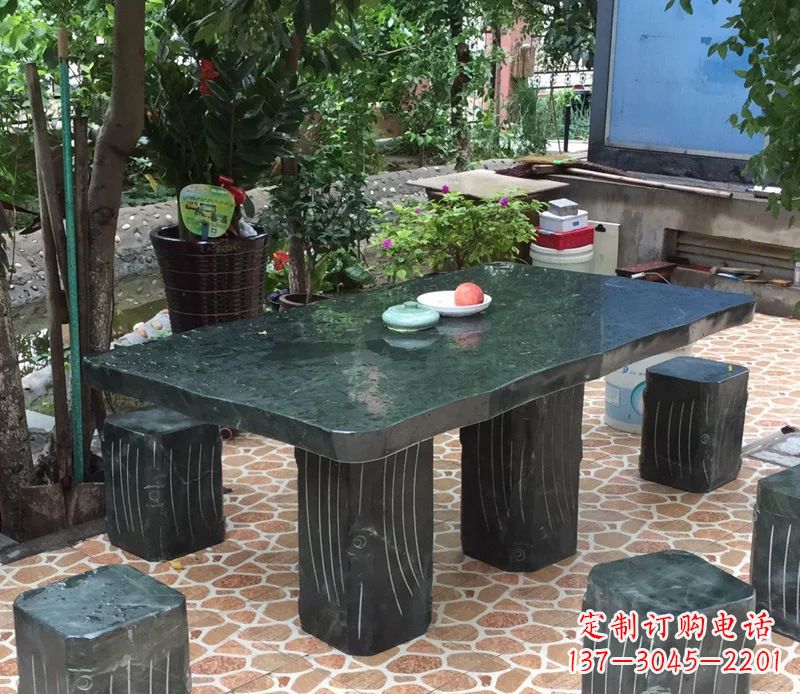 无锡庭院长方形石桌凳雕塑