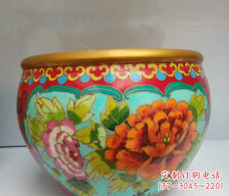 无锡铜雕彩绘庭院装饰景观水缸雕塑
