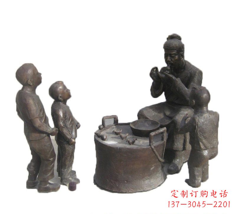 无锡铜雕吹糖人的古代人物