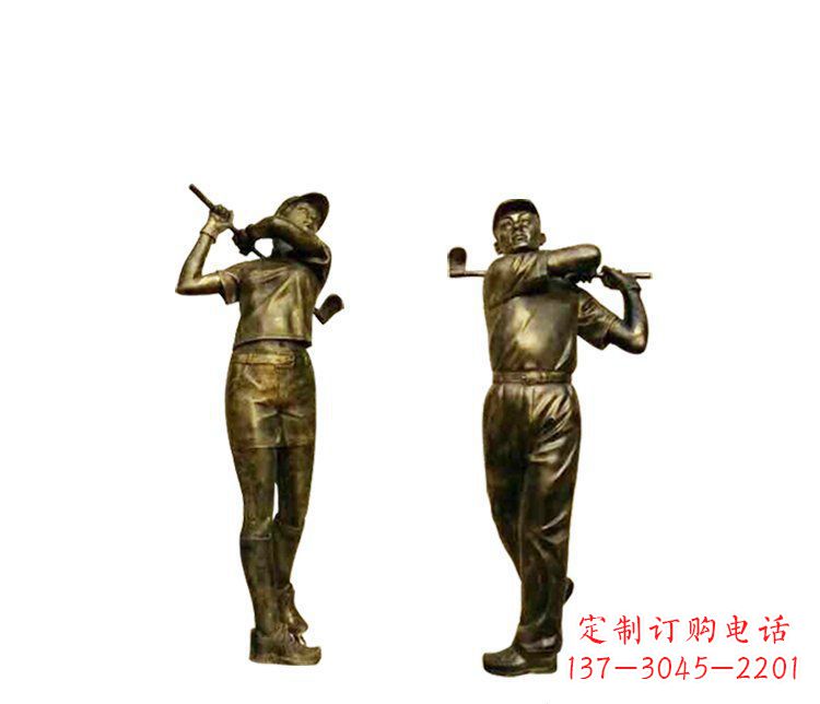 无锡铜雕打高尔夫球人物雕塑