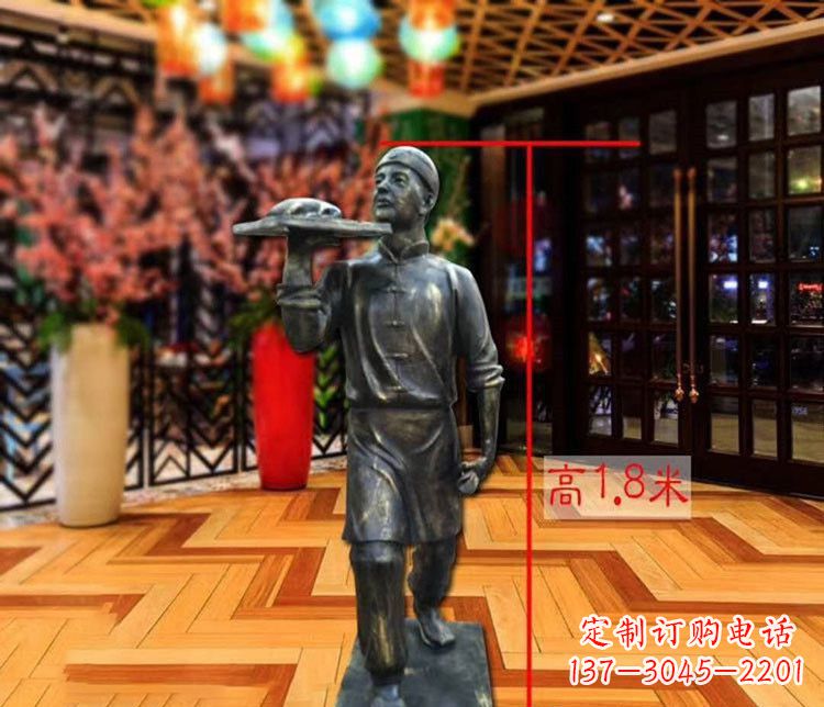 无锡铜雕店小二人物雕塑 (2)