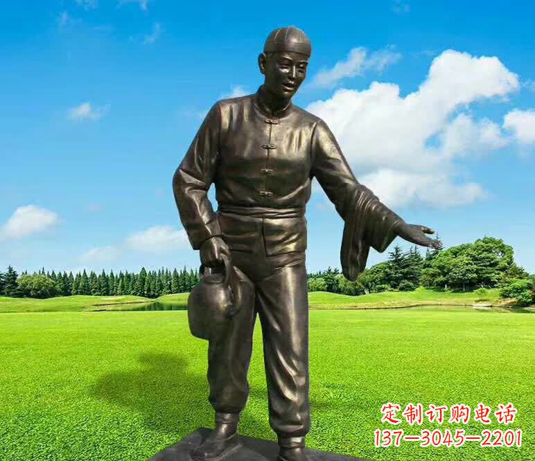 无锡铜雕店小二人物雕塑1