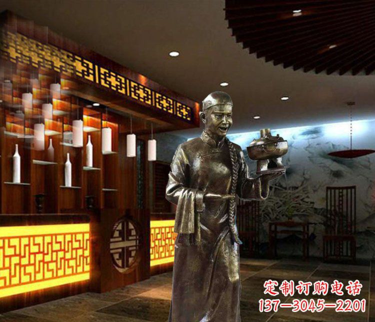 无锡铜雕店小二小品人物雕塑