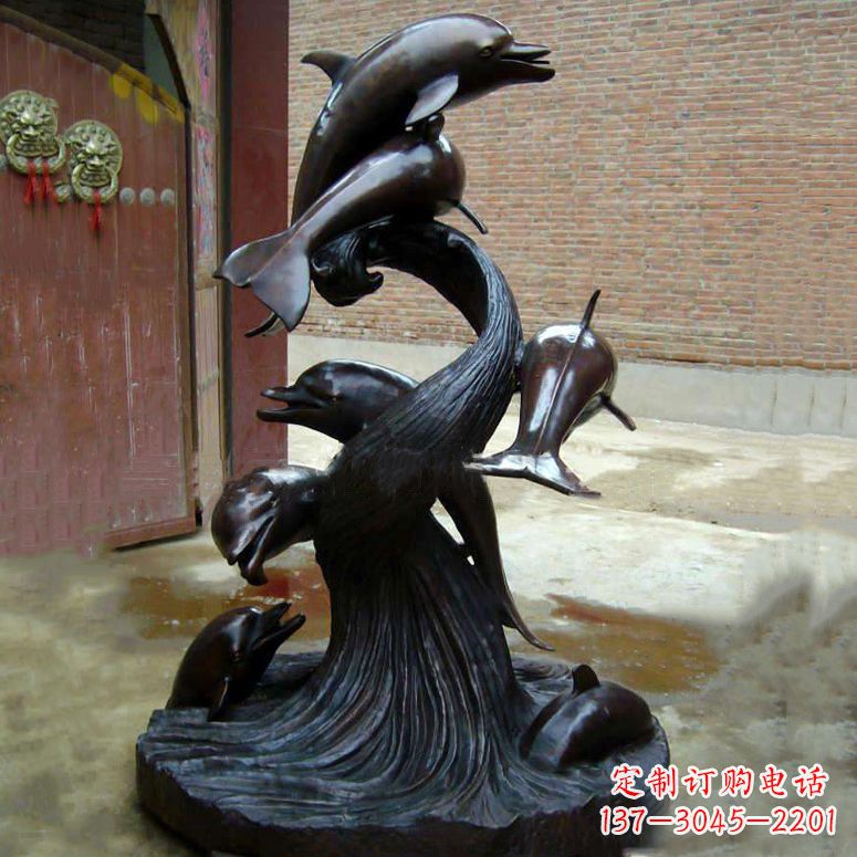 无锡铜雕海豚景观雕塑