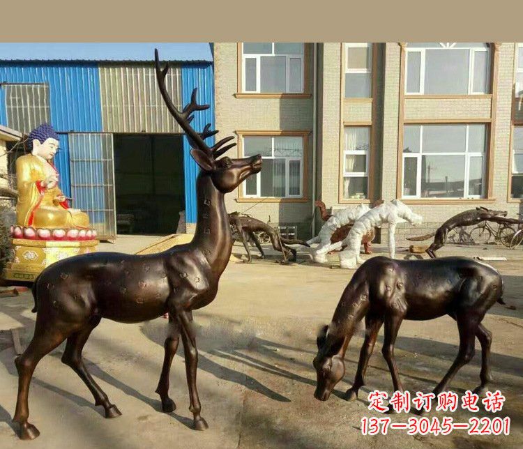 无锡铜雕户外公园动物雕塑鹿摆件 (2)
