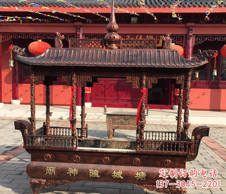 无锡铜雕寺庙佛光普照香炉雕塑摆件