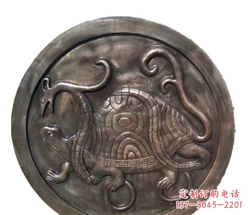 无锡铜雕乌龟与蛇壁画摆件