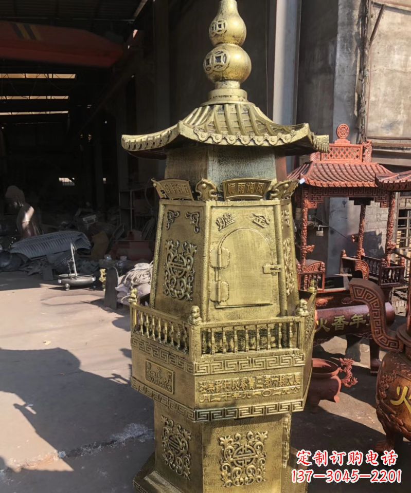 无锡铜雕香炉塔寺庙摆件