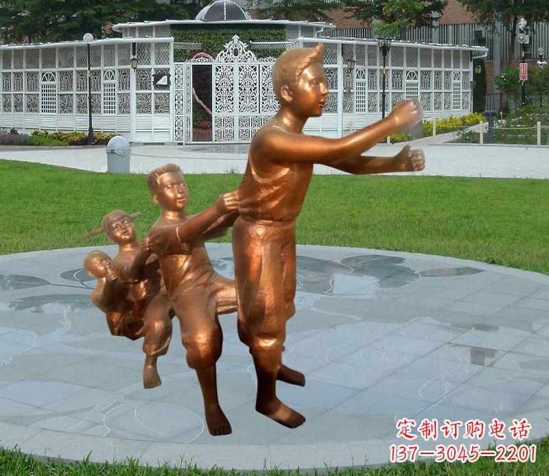无锡铜雕小区玩游戏儿童