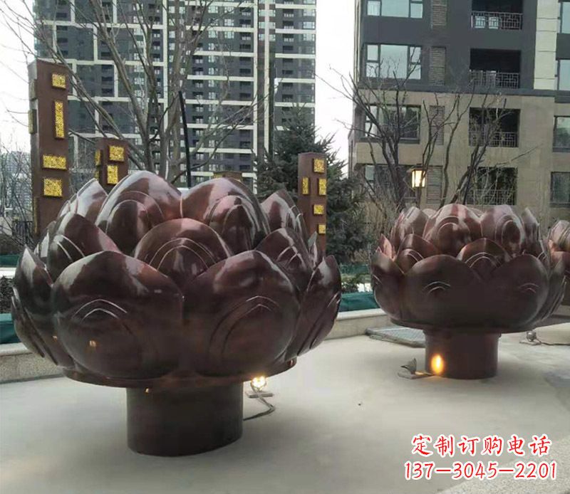 无锡铜雕小区景观荷花