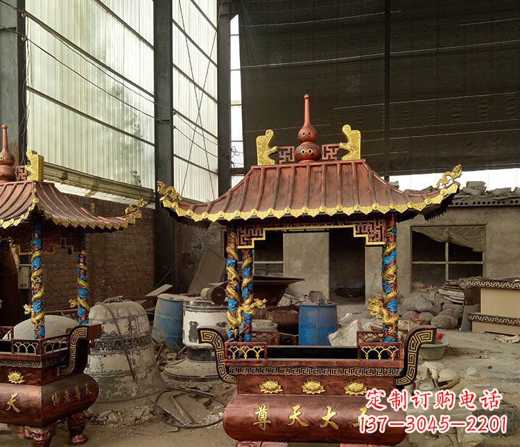 无锡铜雕小型寺庙香炉摆件