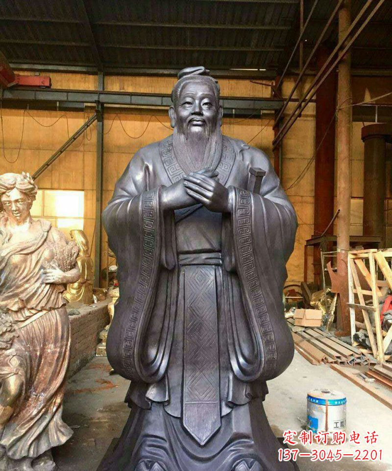 无锡铜雕校园孔子人像雕塑