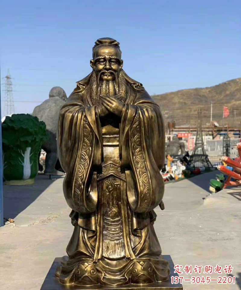 无锡铜雕学校孔子人物雕塑