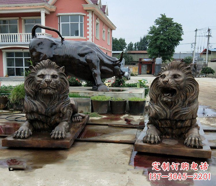 无锡铜雕银行门口狮子雕塑摆件
