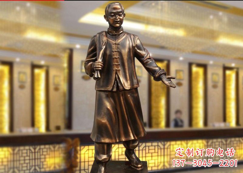 无锡铜雕迎宾人物店小二