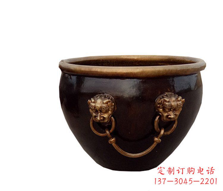 无锡铜雕圆形荷花水缸雕塑 (4)