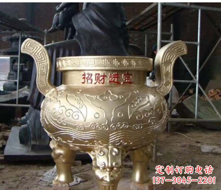 无锡铜雕招财进宝圆形香炉