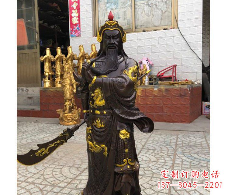 无锡铜雕镇宅关公寺庙神像雕塑摆件 (2)