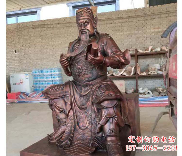 无锡铜雕镇宅关公寺庙神像雕塑摆件 (3)