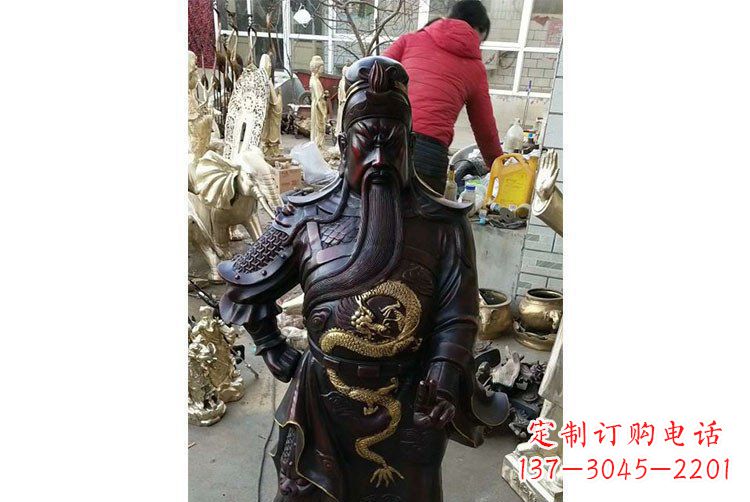 无锡铜雕镇宅关公寺庙神像雕塑摆件 (4)