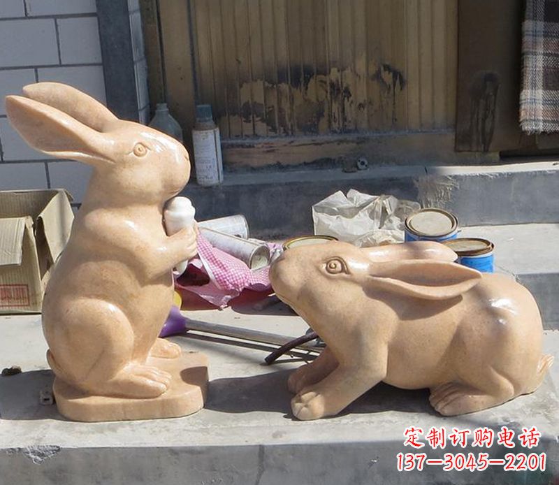 无锡兔子石雕公园动物摆件