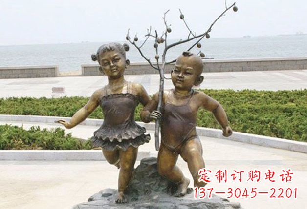 无锡玩耍的儿童铜雕