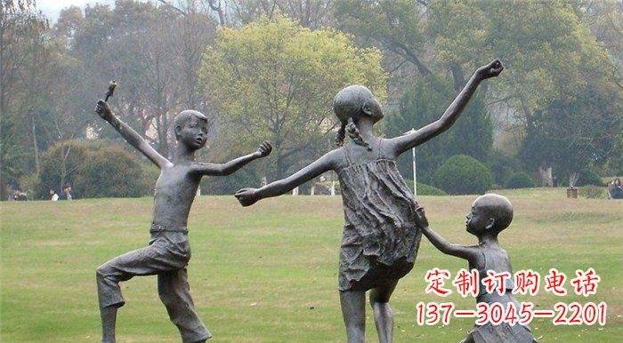 无锡玩耍的儿童公园人物铜雕