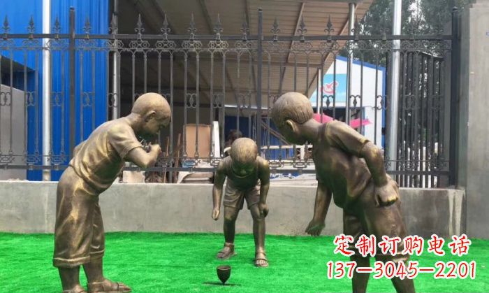无锡玩陀螺儿童铜雕