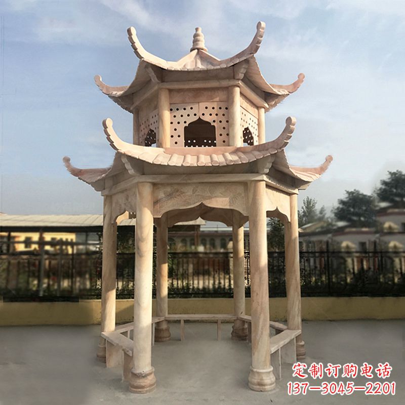 无锡晚霞红大理石凉亭雕塑