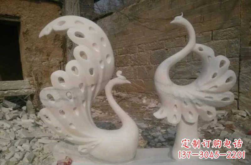 无锡晚霞红抽象石雕孔雀
