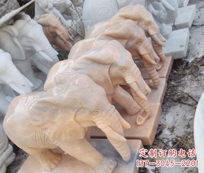 无锡晚霞红大象门口石雕