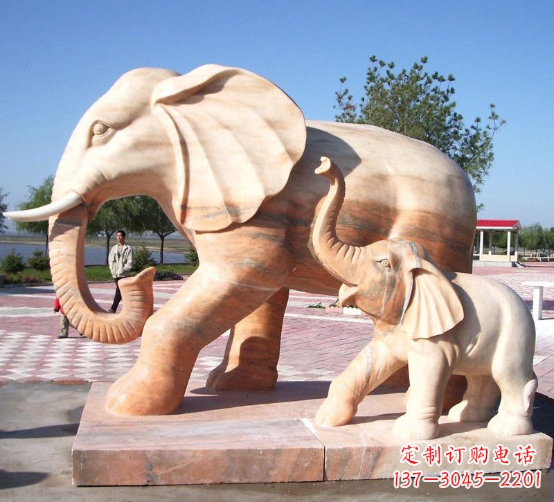 无锡晚霞红大象石雕 (2)