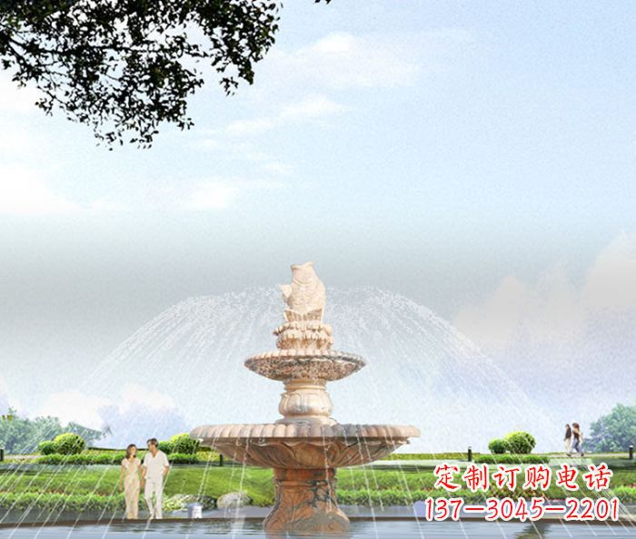 无锡晚霞红多层大型石雕喷泉 (4)