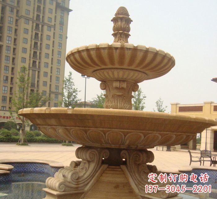 无锡晚霞红多层大型石雕喷泉 (5)