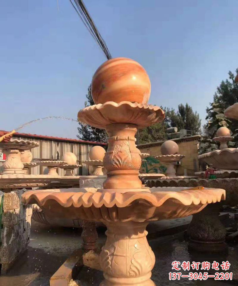 无锡晚霞红风水球雕塑别墅庭院景观雕塑