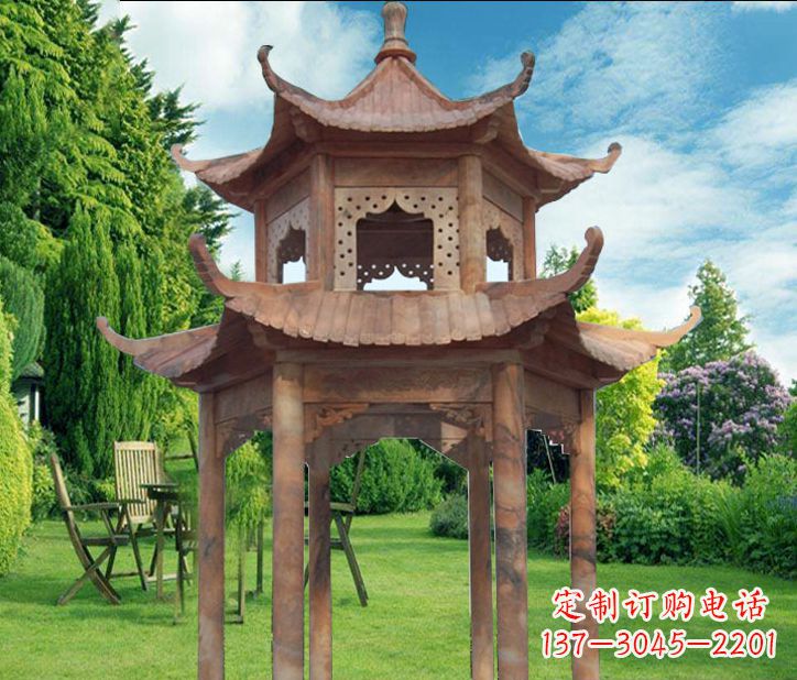无锡晚霞红公园建筑凉亭