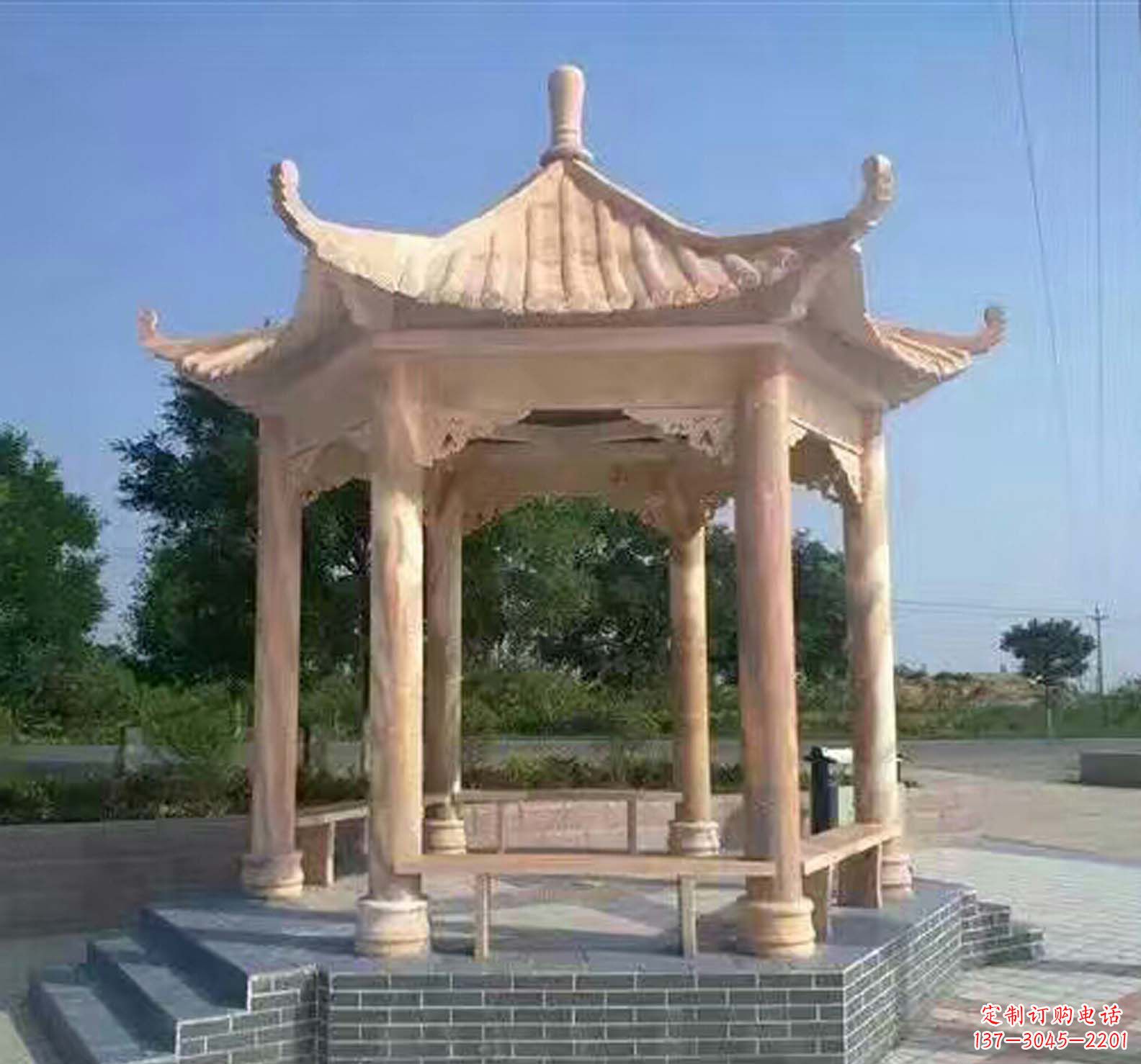 无锡晚霞红公园景观凉亭