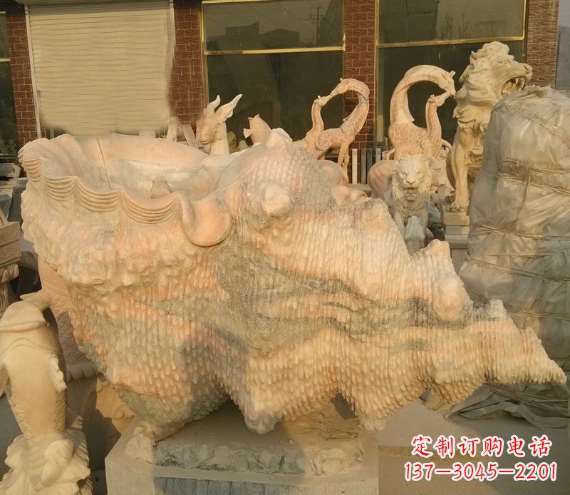 无锡晚霞红海螺石雕