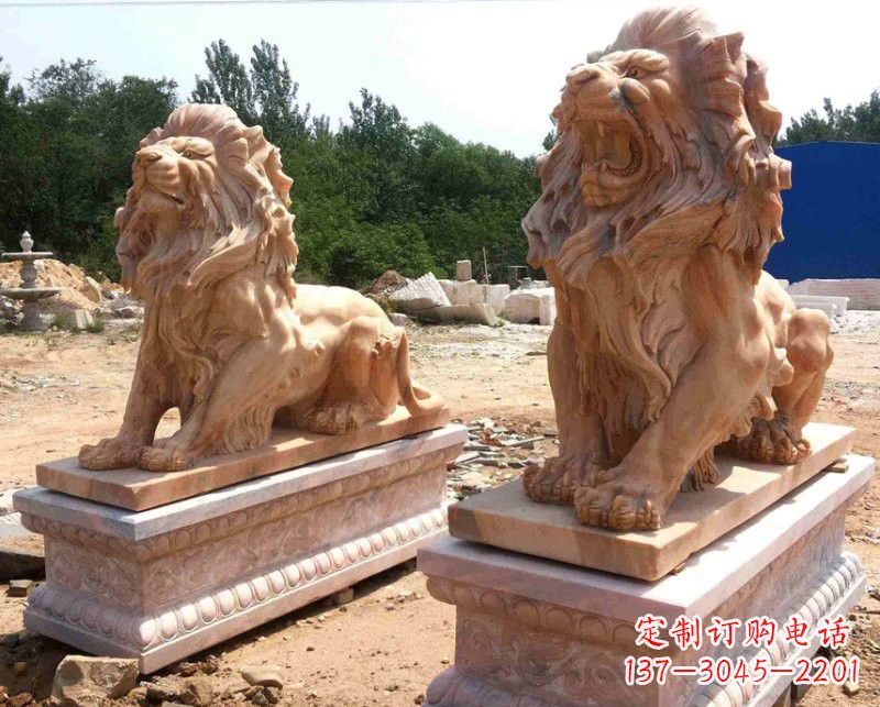 无锡晚霞红欧式狮子雕塑222