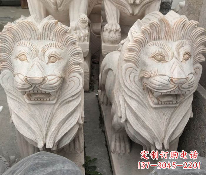 无锡晚霞红欧式狮子石雕 (2)